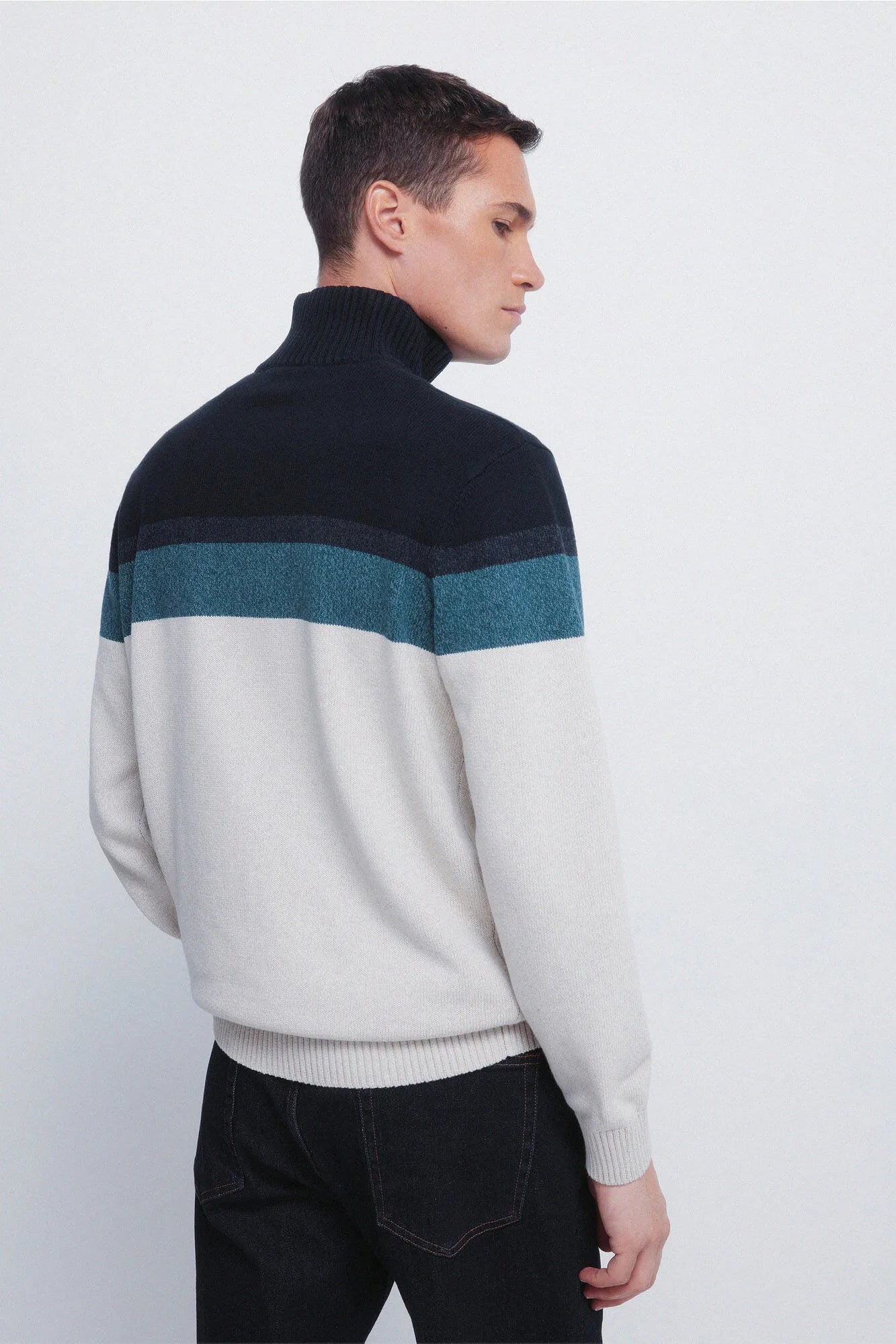 Springfield_Dark Blue_Color Block Zip Fastening Jumper_1402527_11_03