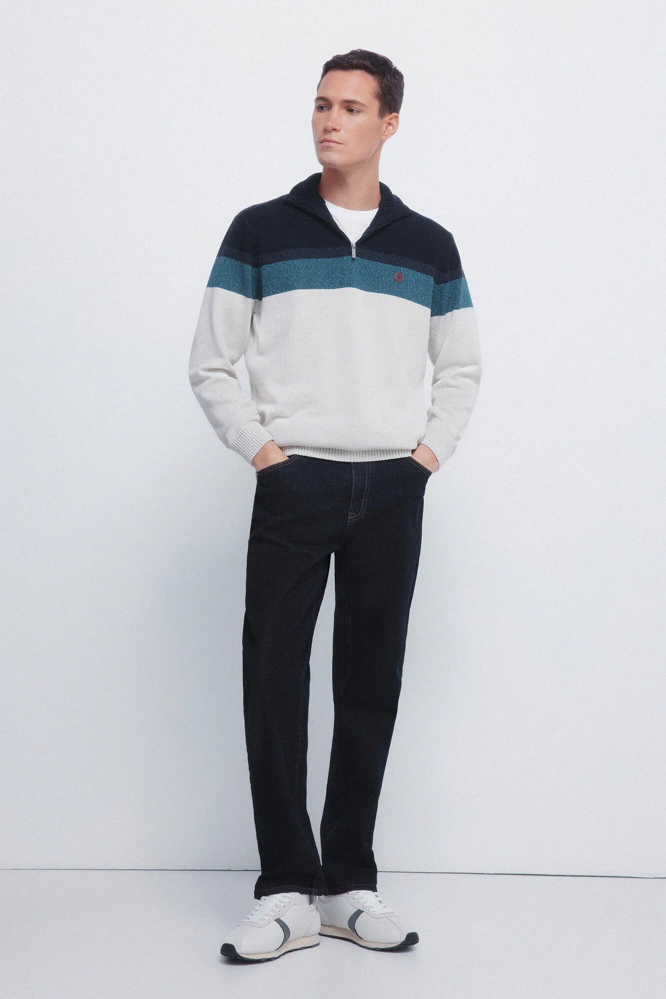 Springfield_Dark Blue_Color Block Zip Fastening Jumper_1402527_11_04