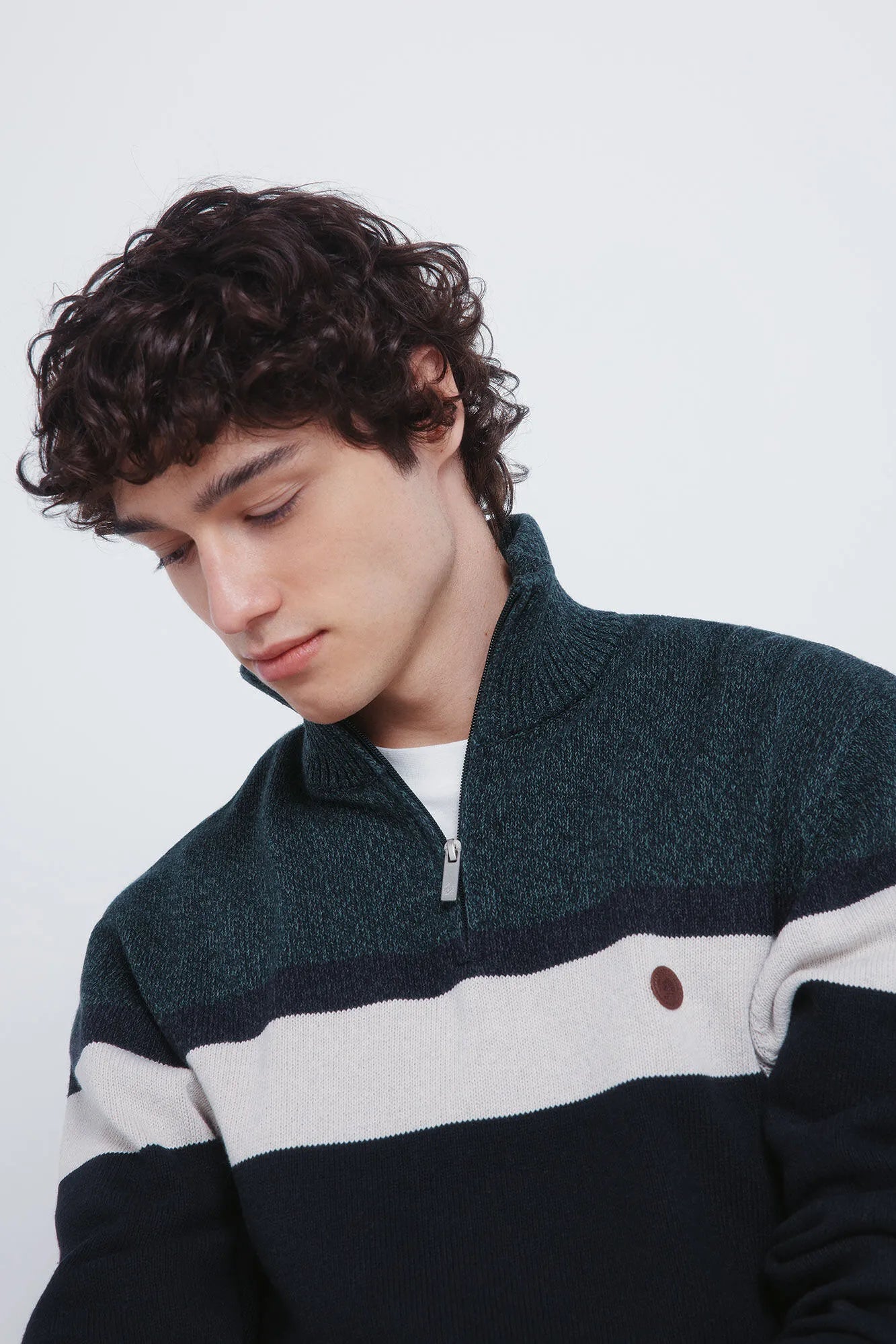 Springfield_Green_Color Block Zip Fastening Jumper_1402528_23_02