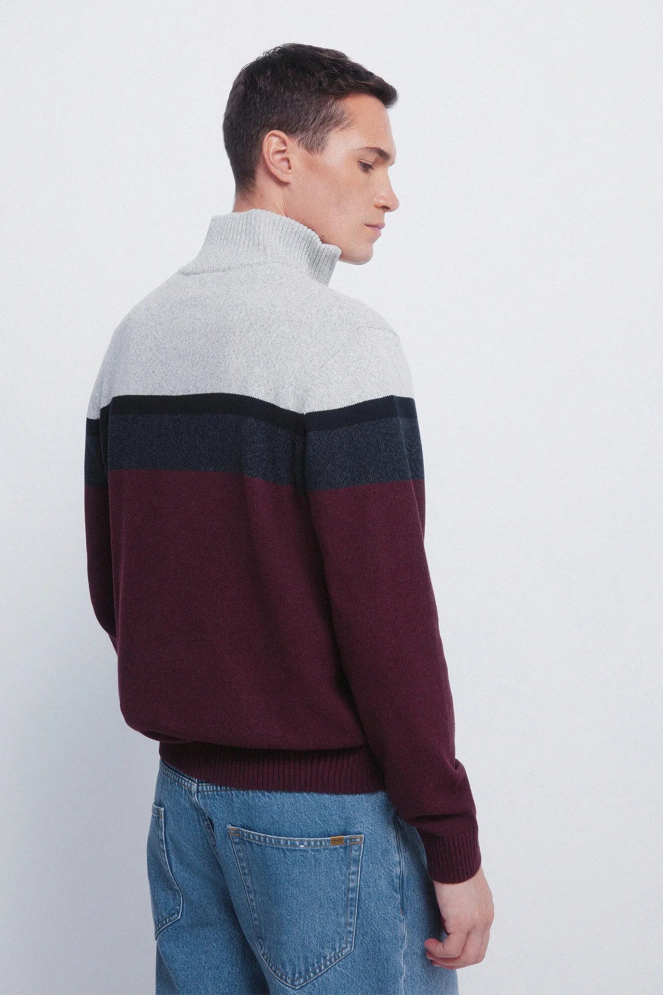 Springfield_Orange_Color Block Zip Fastening Jumper_1402530_67_03