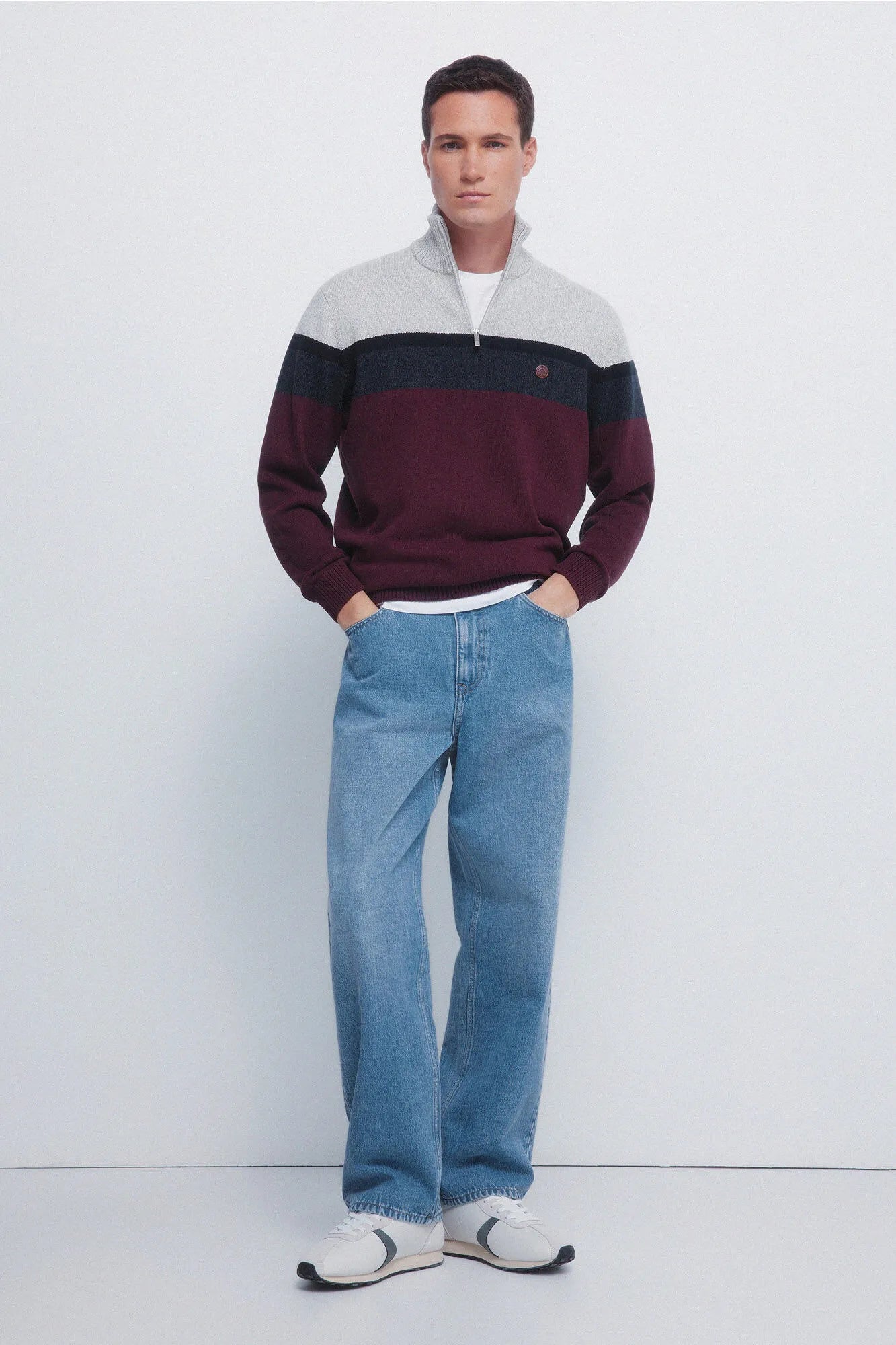 Springfield_Orange_Color Block Zip Fastening Jumper_1402530_67_04