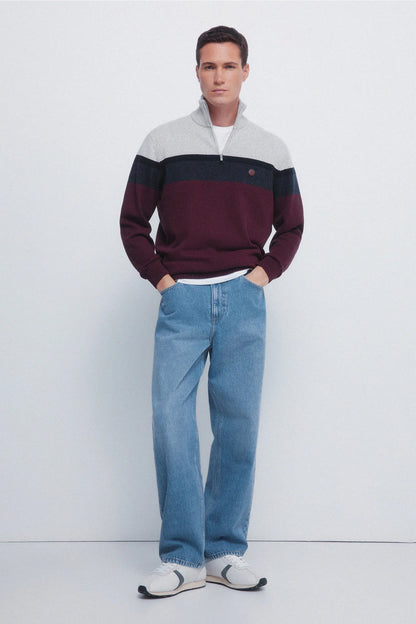 Springfield_Orange_Color Block Zip Fastening Jumper_1402530_67_04