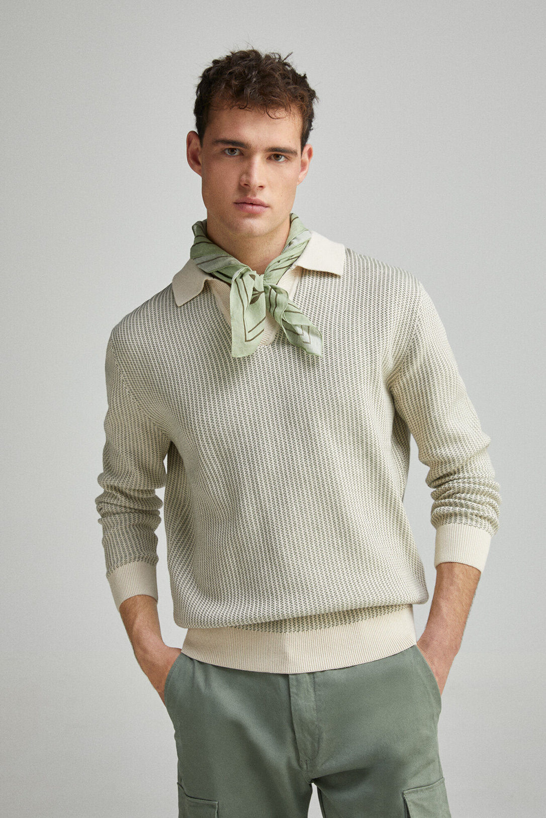 Springfield_Resort Polo Shirt Neck Jersey with Structure_1419676_23_01