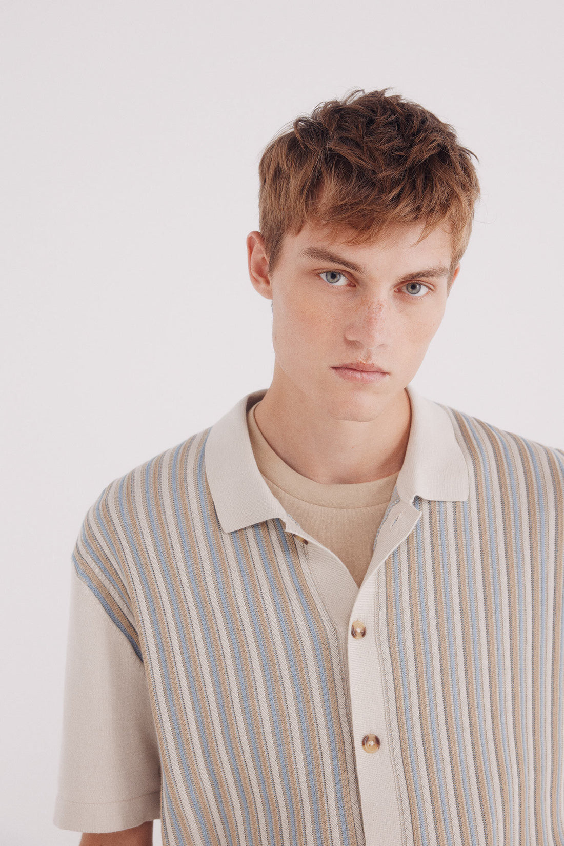 Springfield_Beige_Short Sleeve Vertical Striped Cardigan_1422862_50_02