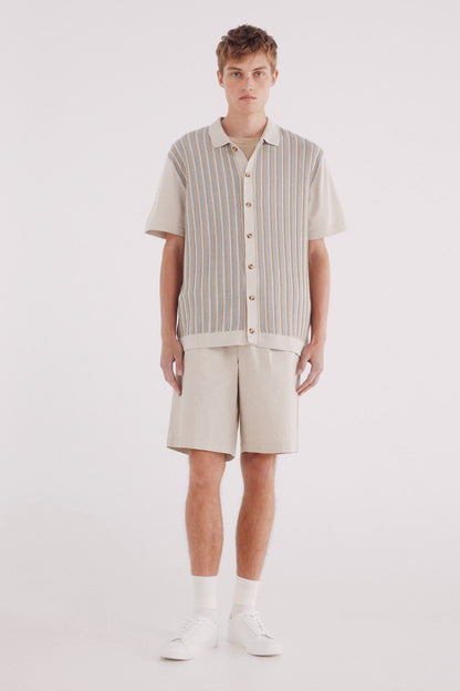 Springfield_Beige_Short Sleeve Vertical Striped Cardigan_1422862_50_03