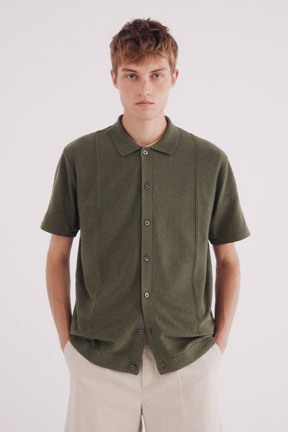 Springfield_Green_Short Sleeve Vertical Striped Cardigan_1422865_92_01