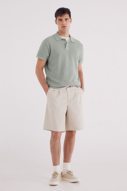 Springfield_Green_Short Sleeve Jersey with Polo Shirt Neck Structure_1422867_21_03