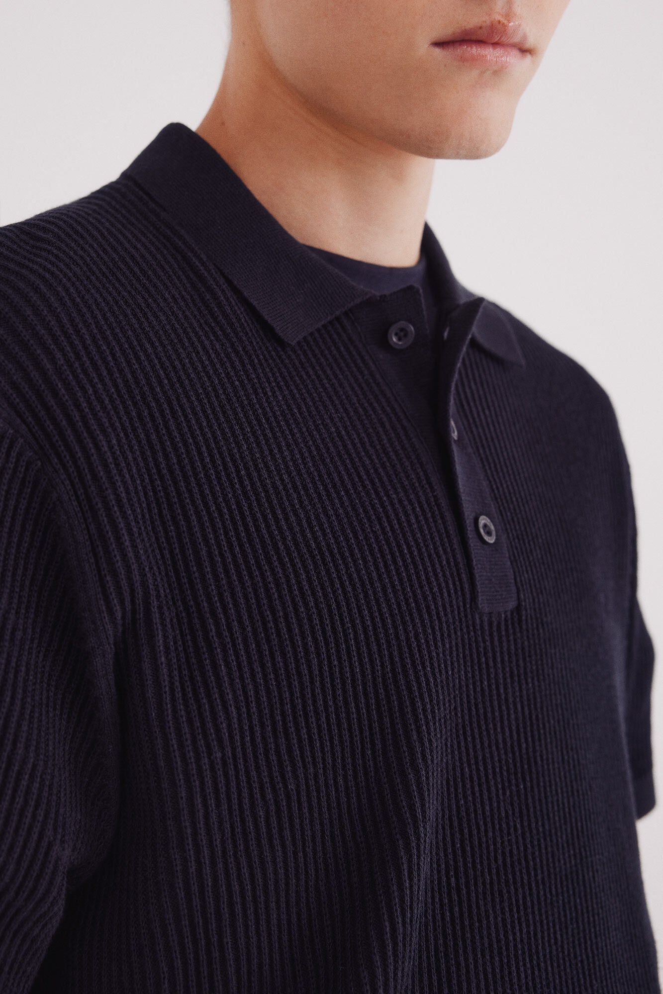 Springfield_Blue_Short Sleeve Jersey with Polo Shirt Neck Structure_1422873_10_04