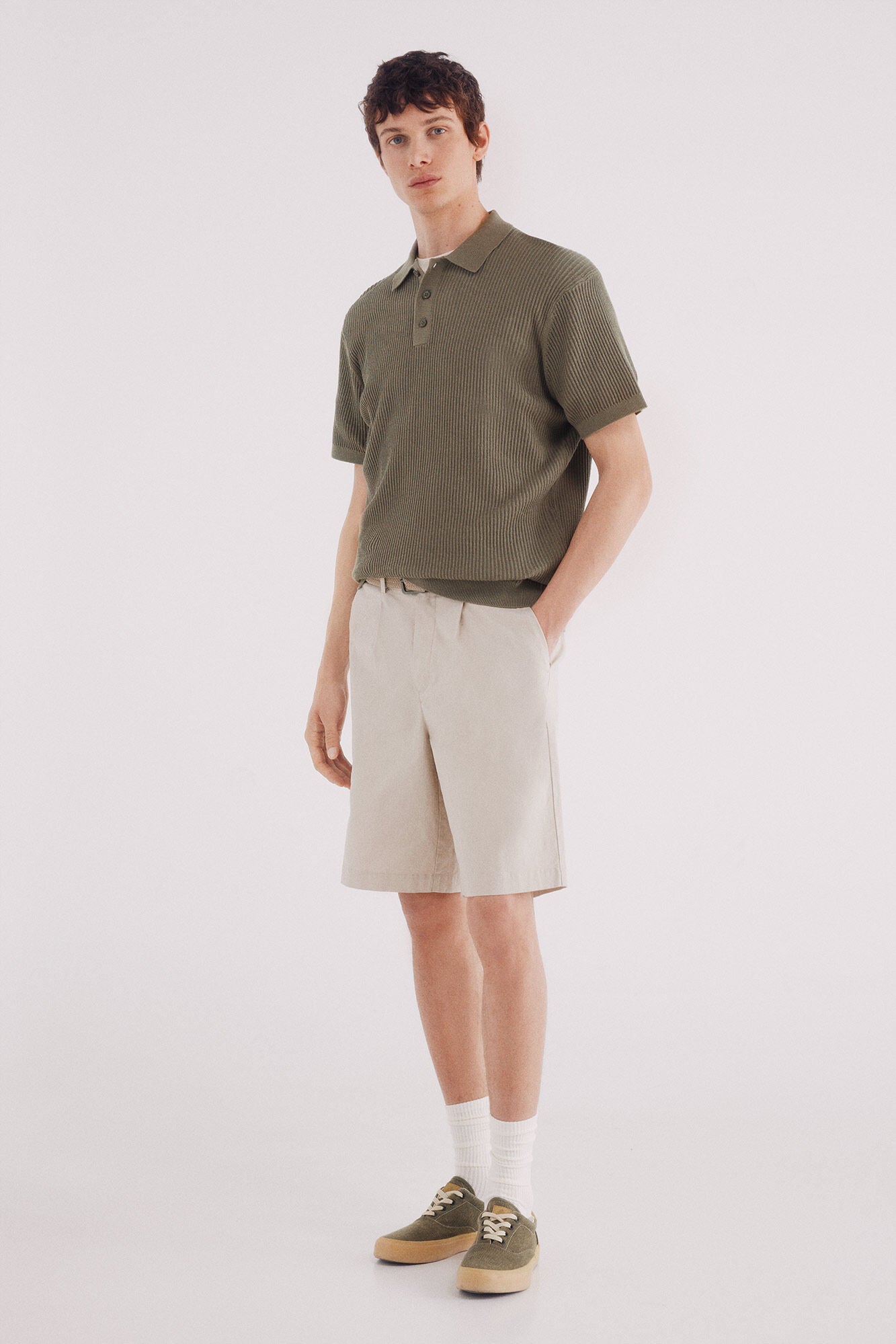 Springfield_Grey_Short Sleeve Jersey with Polo Shirt Neck Structure_1422873_46_02