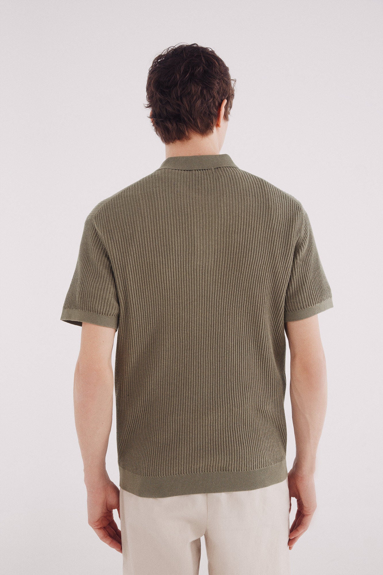 Springfield_Grey_Short Sleeve Jersey with Polo Shirt Neck Structure_1422873_46_04