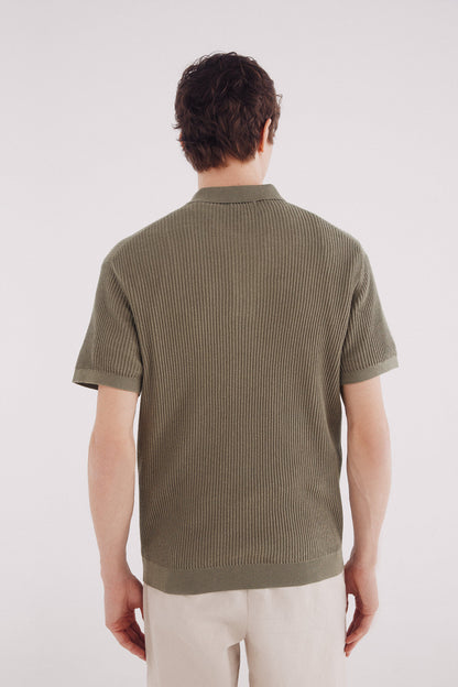 Springfield_Grey_Short Sleeve Jersey with Polo Shirt Neck Structure_1422873_46_04