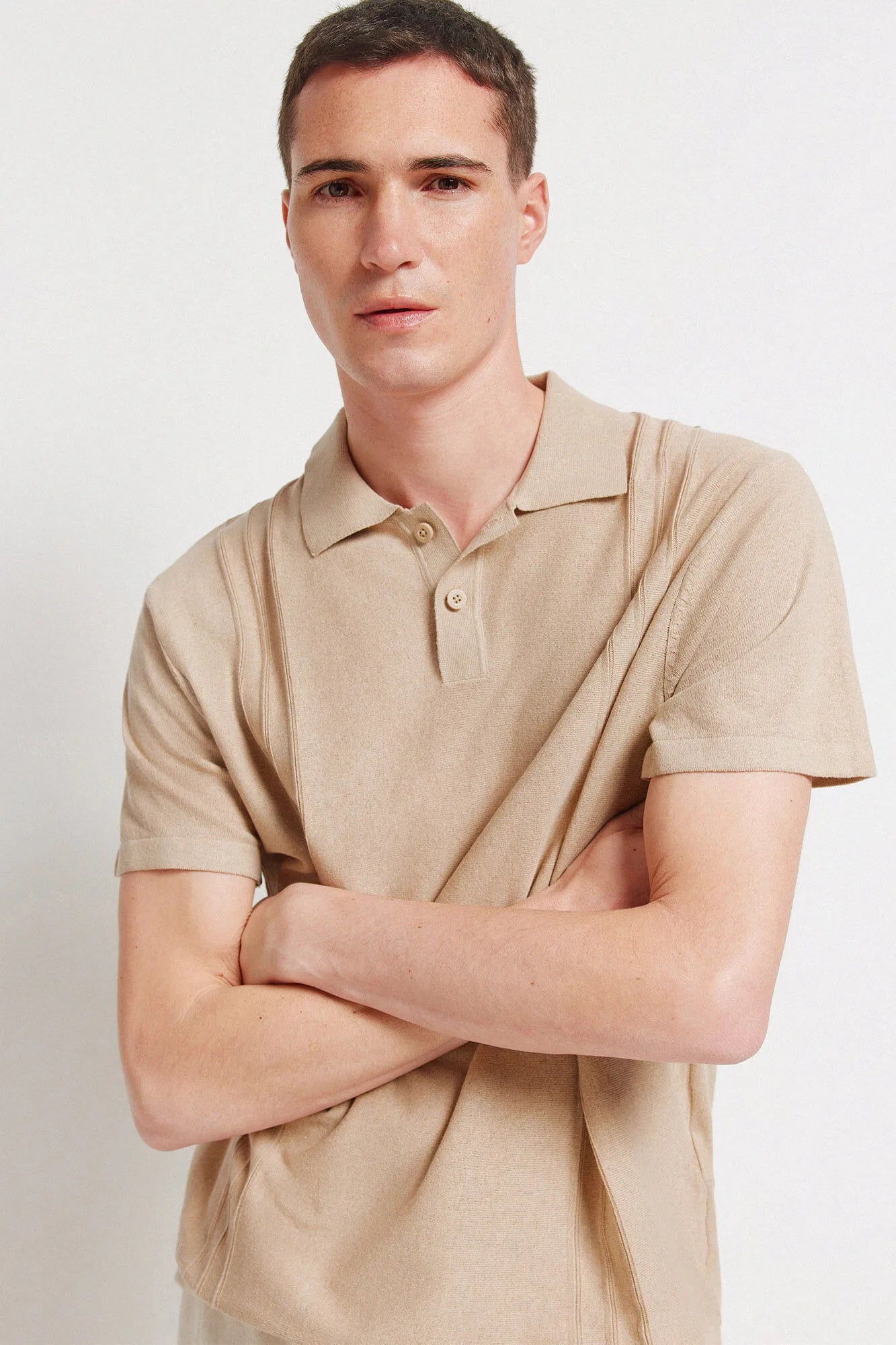 Springfield Brown Men Link Structure Polo Shirt SKU: 1423129_35 Image 04