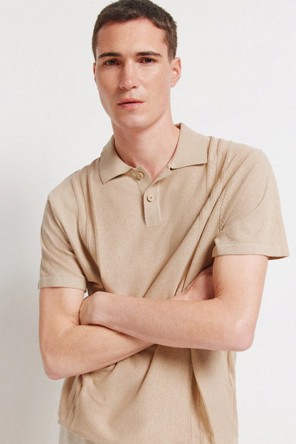 Springfield Brown Men Link Structure Polo Shirt SKU: 1423129_35 Image 04