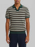Springfield Blue Men Structured Striped Polo Shirt SKU: 1423131_88 Image 00