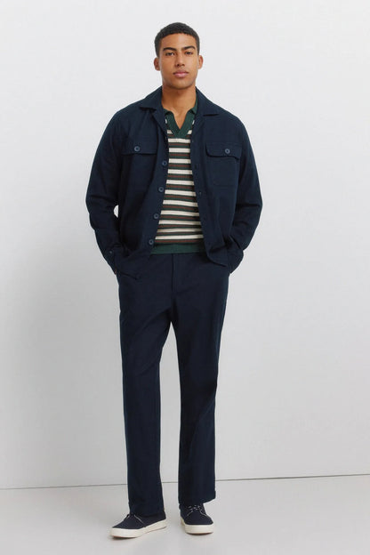 Springfield Blue Men Structured Striped Polo Shirt SKU: 1423131_88 Image 03