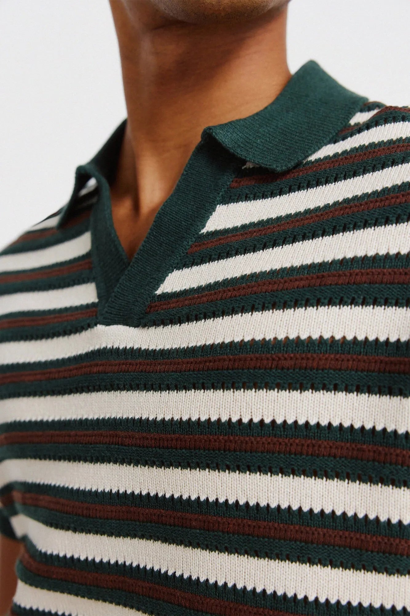 Springfield Blue Men Structured Striped Polo Shirt SKU: 1423131_88 Image 04