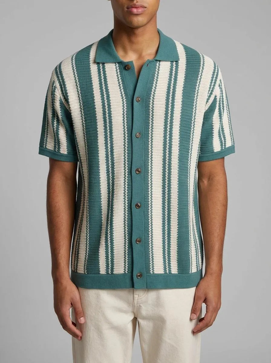 Springfield Blue Men Striped Button Cardigan SKU: 1423132_88 Image 00