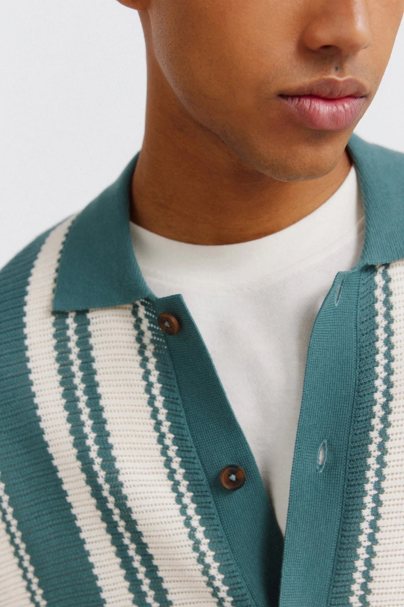 Springfield Blue Men Striped Button Cardigan SKU: 1423132_88 Image 05