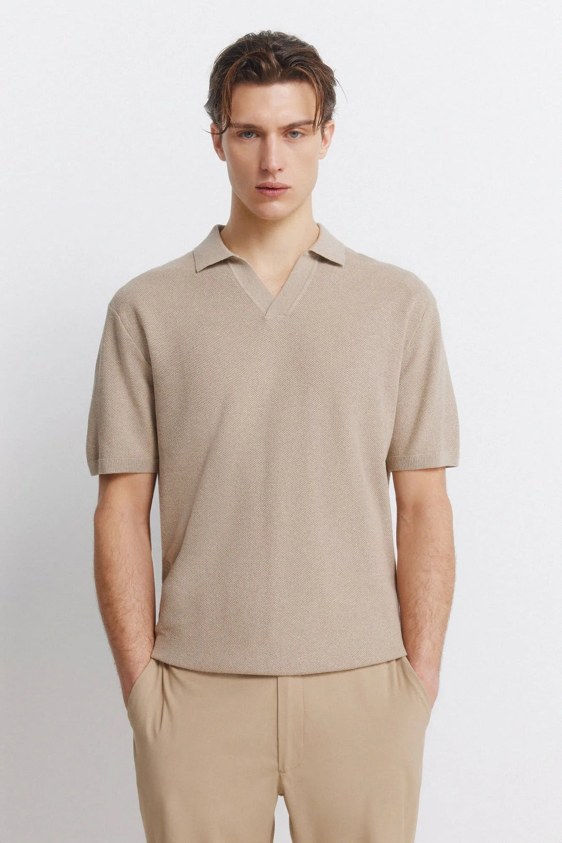 Springfield Brown Men Link Structure Polo Shirt SKU: 1423134_35 Image 01