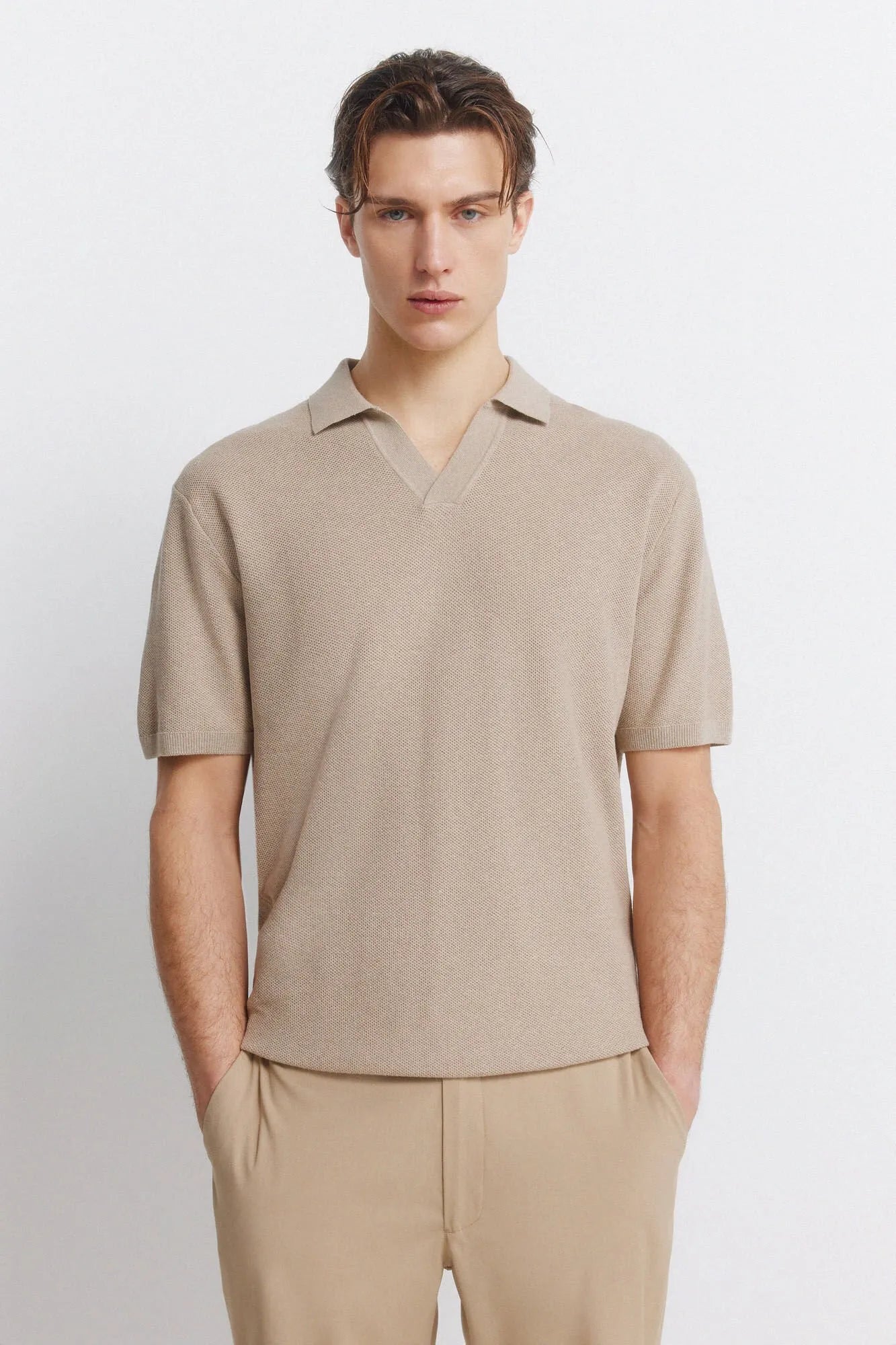 Springfield Brown Men Link Structure Polo Shirt SKU: 1423134_35 Image 01