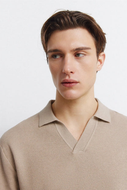 Springfield Brown Men Link Structure Polo Shirt SKU: 1423134_35 Image 02