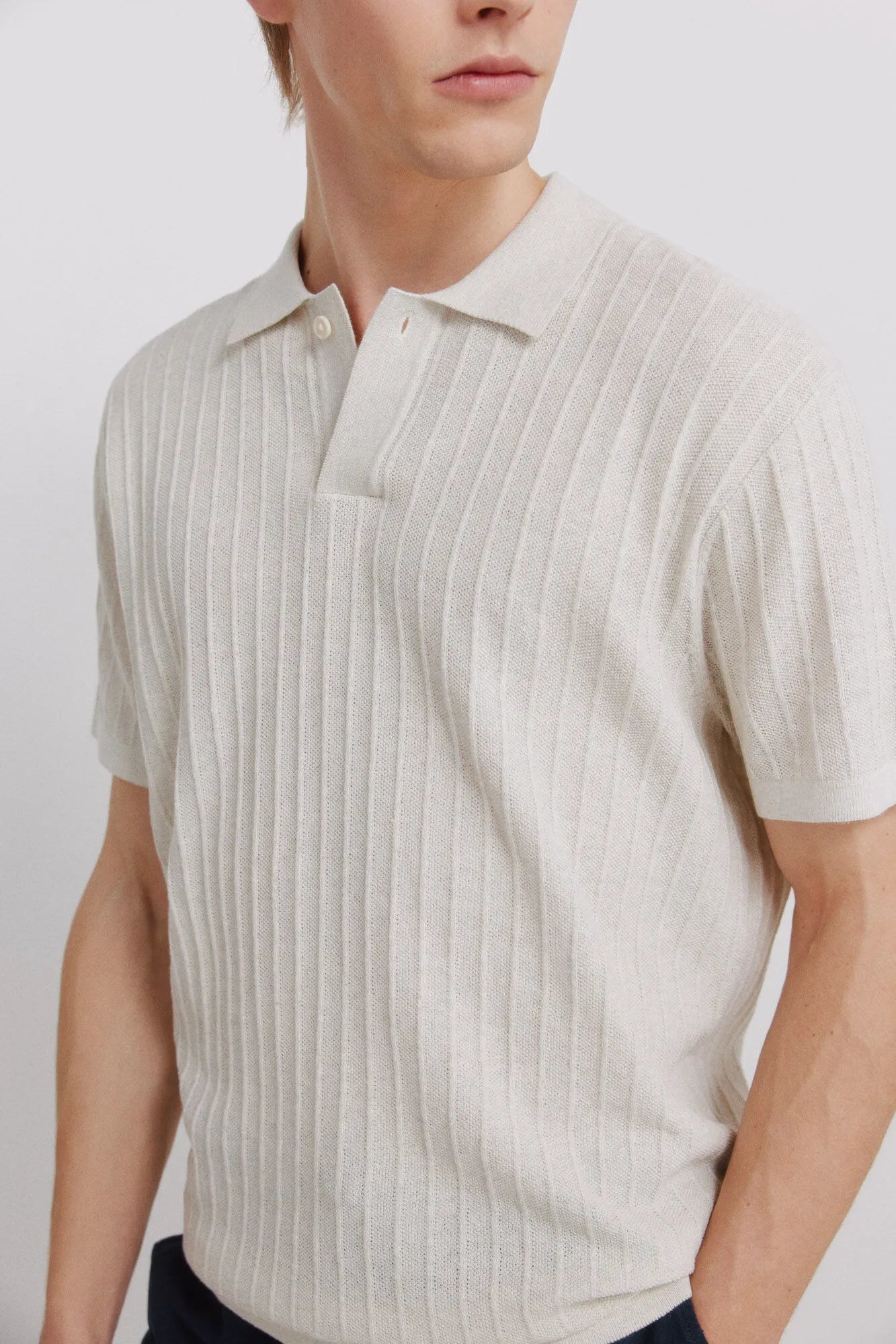 Springfield Gray Men Basic Structured Polo Shirt SKU: 1423137_48 Image 04