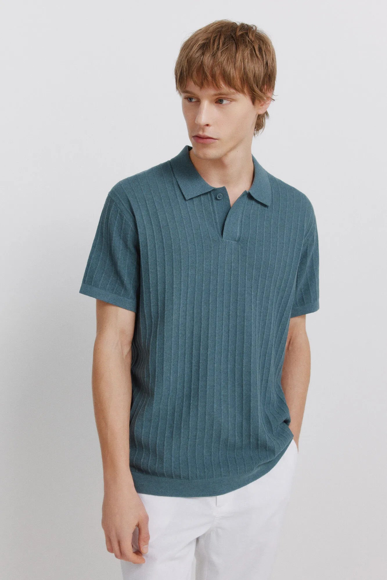 Springfield Blue Men Basic Structured Polo Shirt SKU: 1423138_83 Image 01