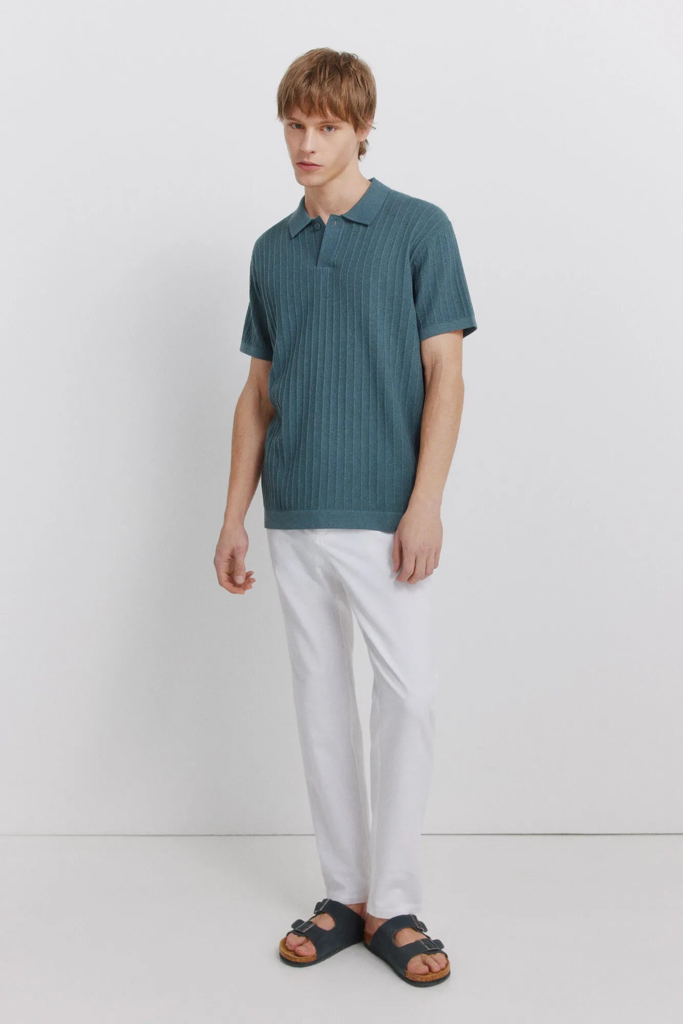 Springfield Blue Men Basic Structured Polo Shirt SKU: 1423138_83 Image 05