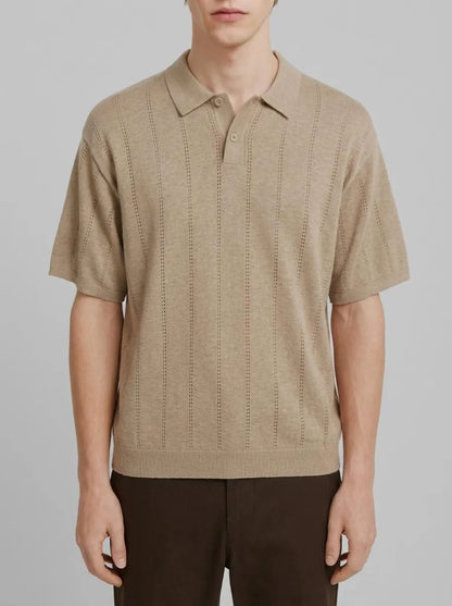 Springfield Brown Men Openwork Detail Polo Shirt SKU: 1423139_35 Image 00