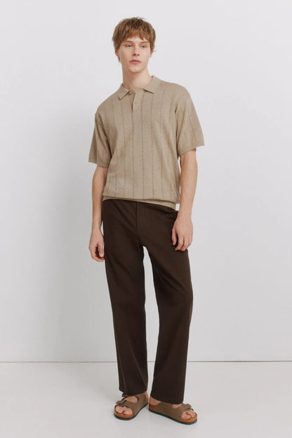 Springfield Brown Men Openwork Detail Polo Shirt SKU: 1423139_35 Image 02