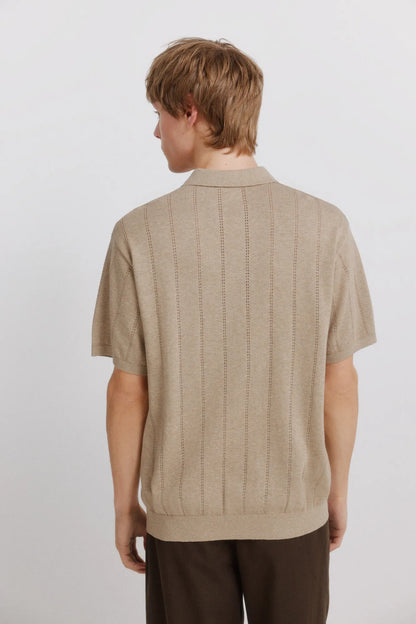 Springfield Brown Men Openwork Detail Polo Shirt SKU: 1423139_35 Image 05