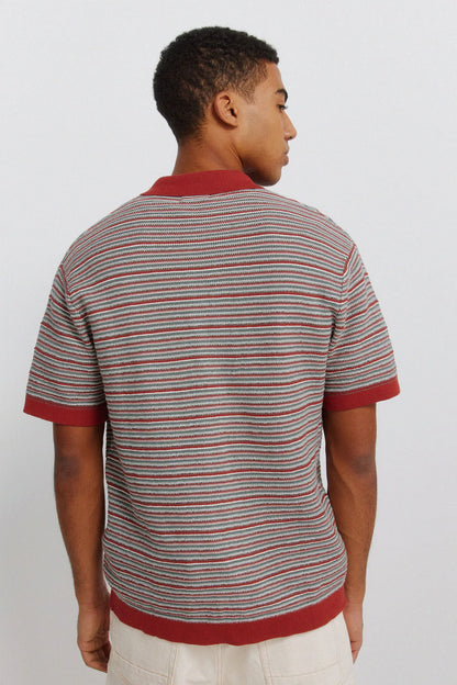 Springfield Orange Men Short Sleeve Link Structure Cardigan SKU: 1423140_65 Image 03