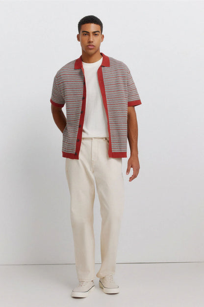 Springfield Orange Men Short Sleeve Link Structure Cardigan SKU: 1423140_65 Image 04
