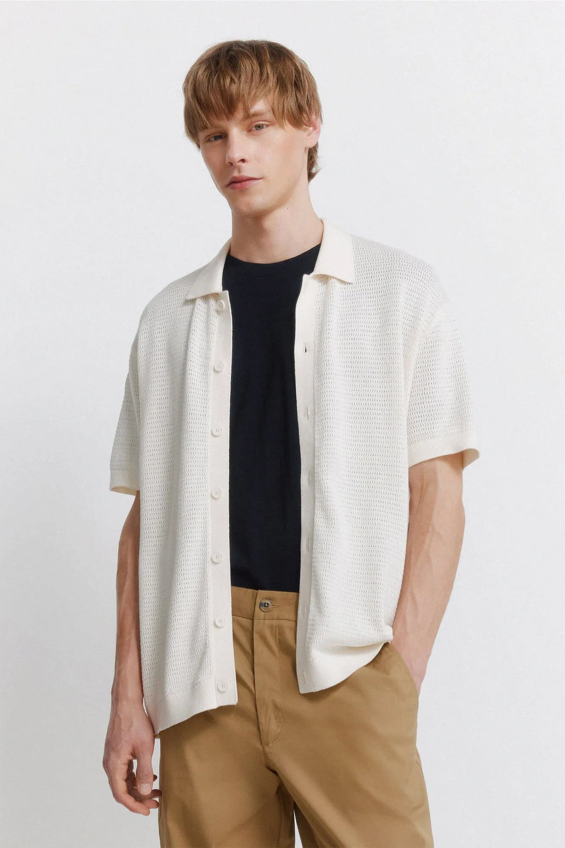 Springfield White Men Link Structure Cardigan SKU: 1423142_97 Image 01