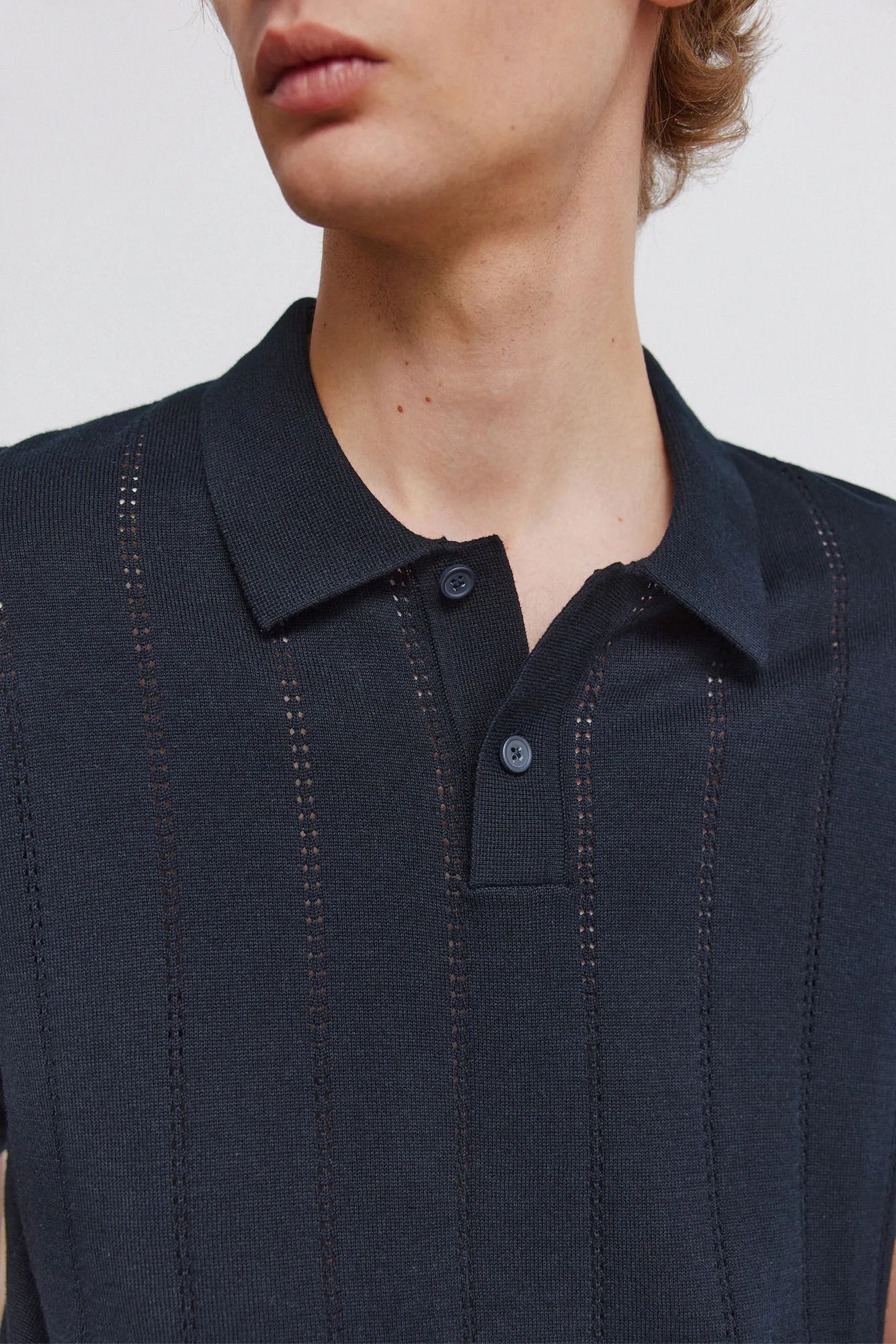 Springfield 0 Men Openwork Detail Polo Shirt SKU: 1423156_11 Image 03