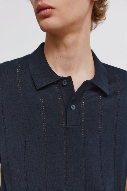 Springfield 0 Men Openwork Detail Polo Shirt SKU: 1423156_11 Image 03
