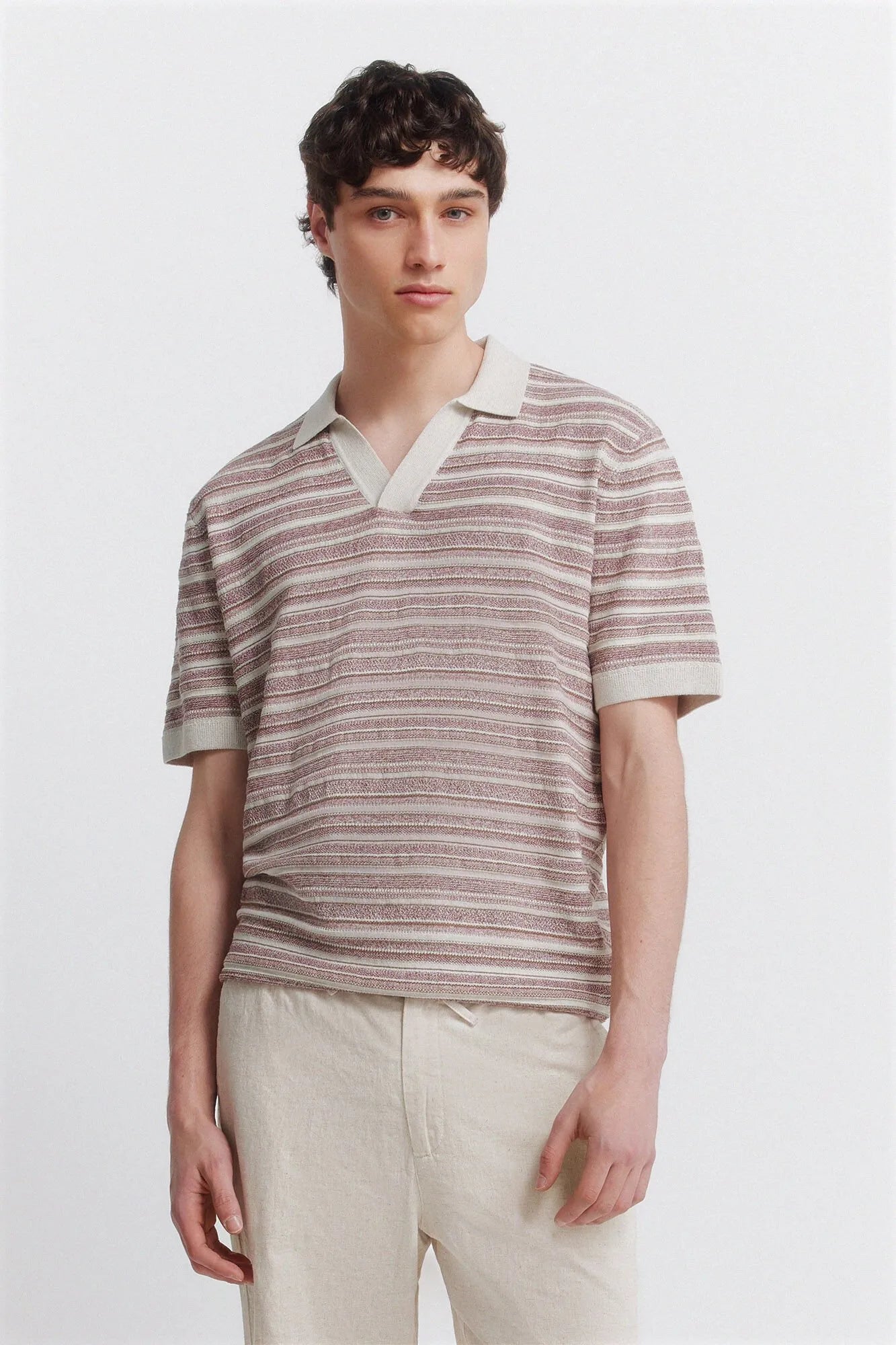 Springfield 0 Men Mouline Striped Structure Polo Shirt SKU: 1423158_67 Image 01