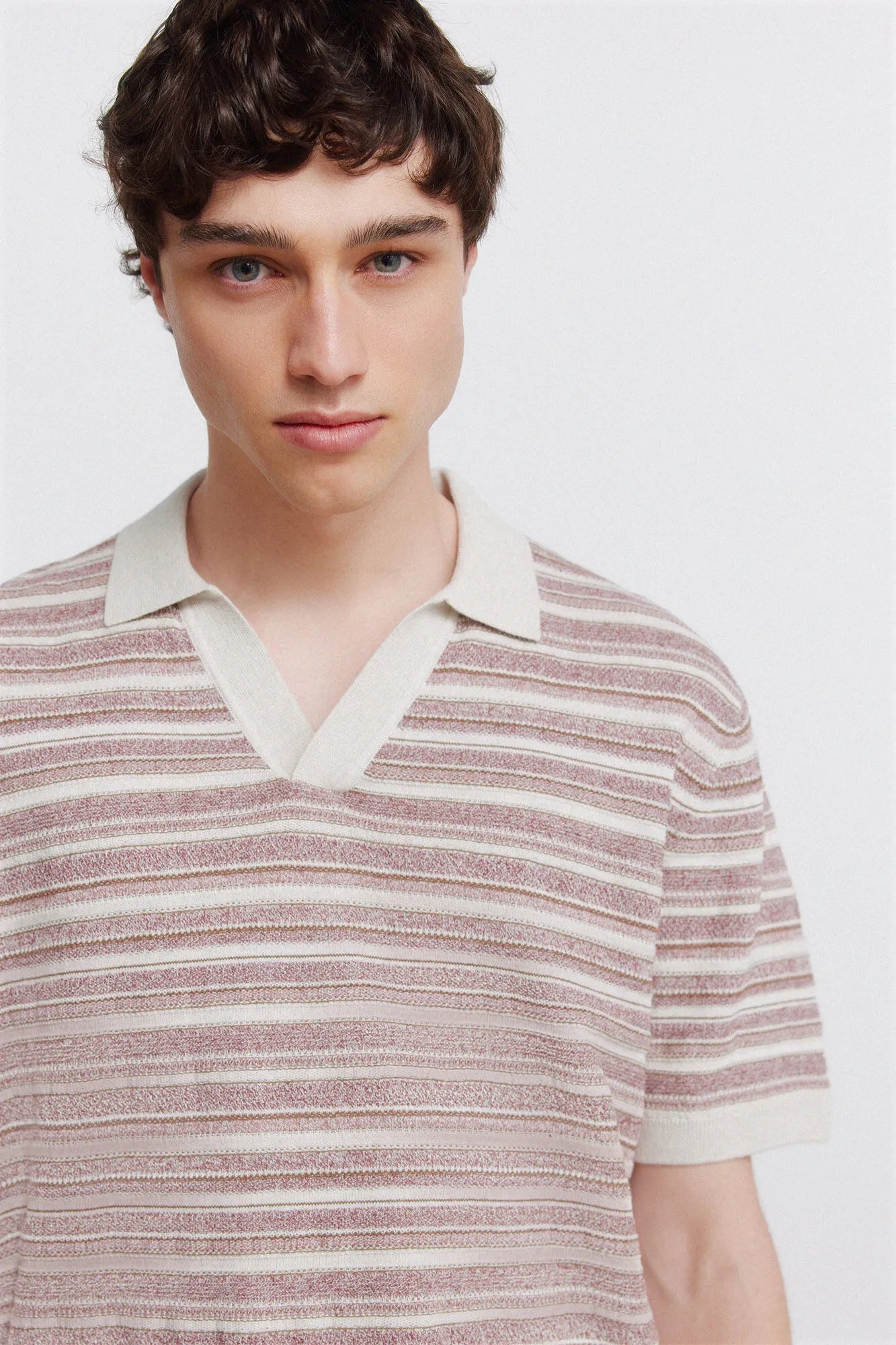 Springfield 0 Men Mouline Striped Structure Polo Shirt SKU: 1423158_67 Image 02