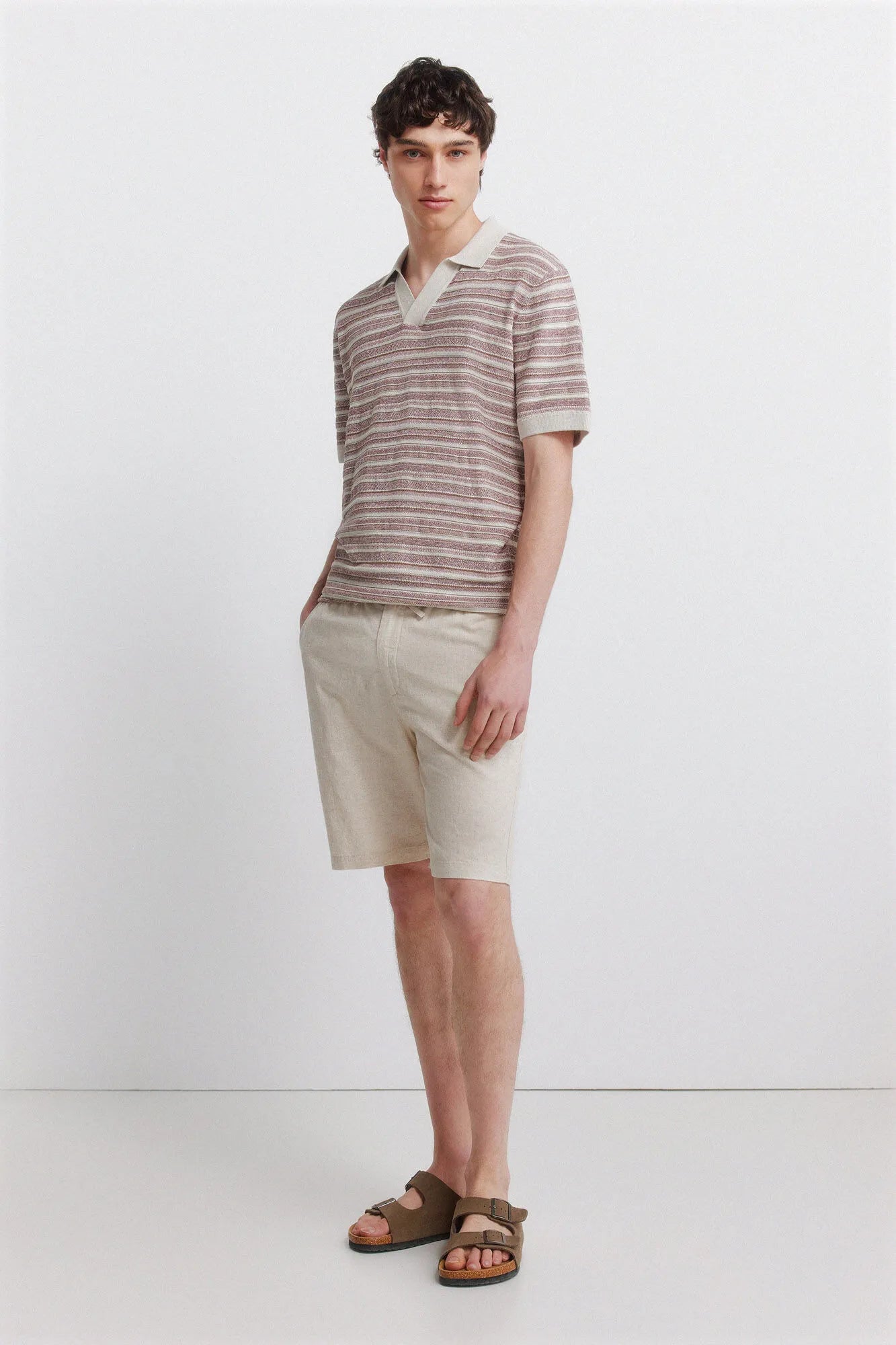 Springfield 0 Men Mouline Striped Structure Polo Shirt SKU: 1423158_67 Image 03