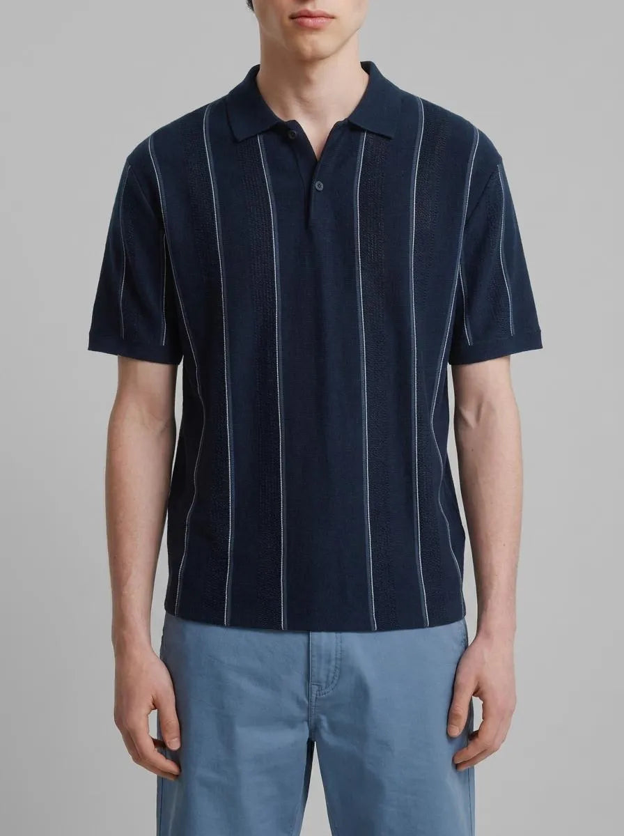 Springfield 0 Men Striped Structured Polo Shirt SKU: 1423159_17 Image 00