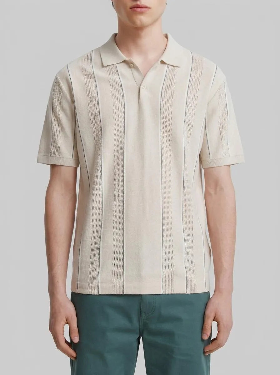 Springfield 0 Men Striped Structured Polo Shirt SKU: 1423159_51 Image 00