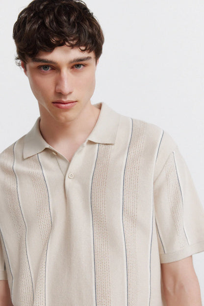 Springfield 0 Men Striped Structured Polo Shirt SKU: 1423159_51 Image 02