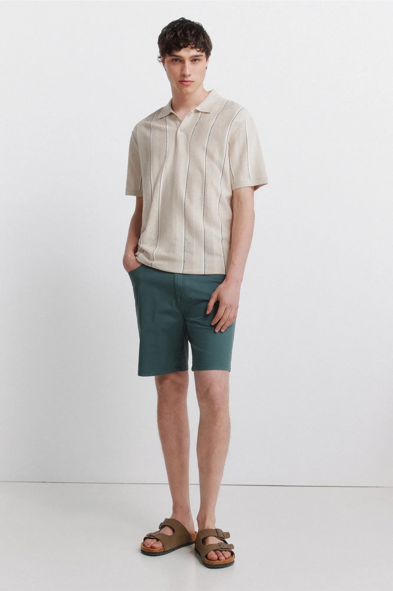 Springfield 0 Men Striped Structured Polo Shirt SKU: 1423159_51 Image 03