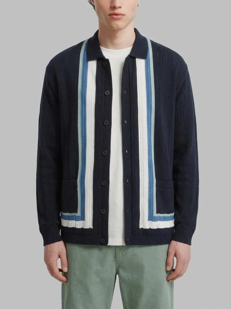 Springfield 0 Men Vertical Striped Short Sleeve Cardigan SKU: 1423160_11 Image 00