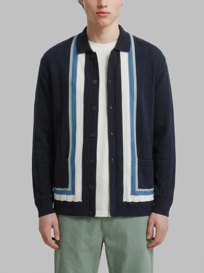 Springfield 0 Men Vertical Striped Short Sleeve Cardigan SKU: 1423160_11 Image 00