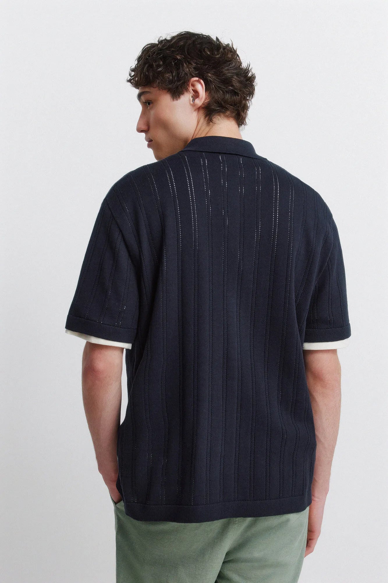 Springfield 0 Men Vertical Striped Short Sleeve Cardigan SKU: 1423160_11 Image 04