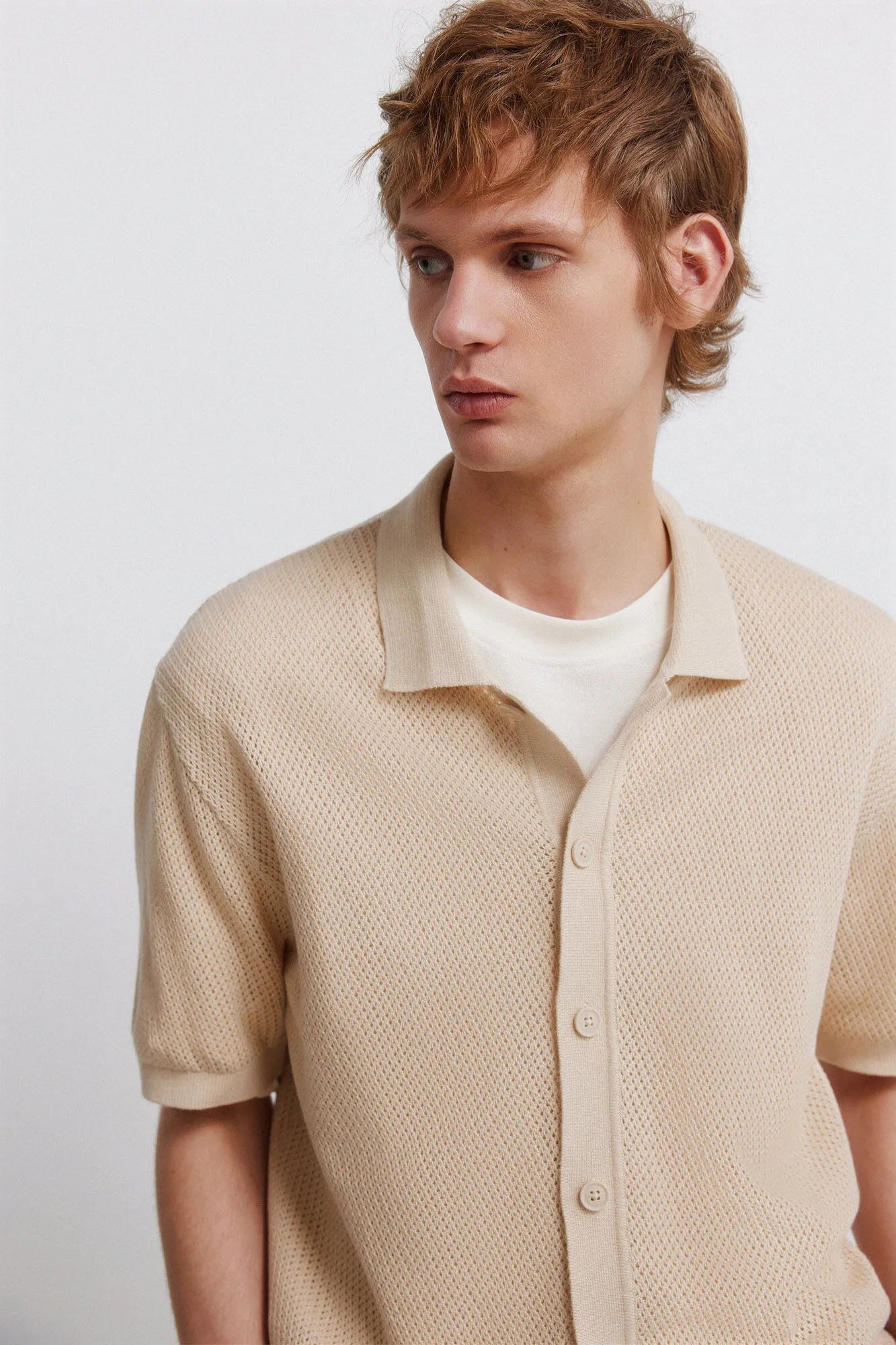 Springfield Beige Men Striped Structure Cardigan SKU: 1423161_51 Image 04