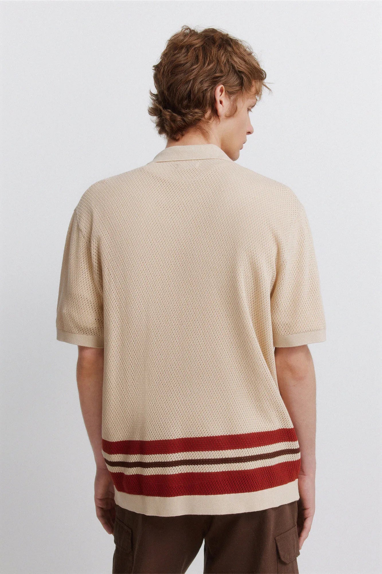 Springfield Beige Men Striped Structure Cardigan SKU: 1423161_51 Image 05