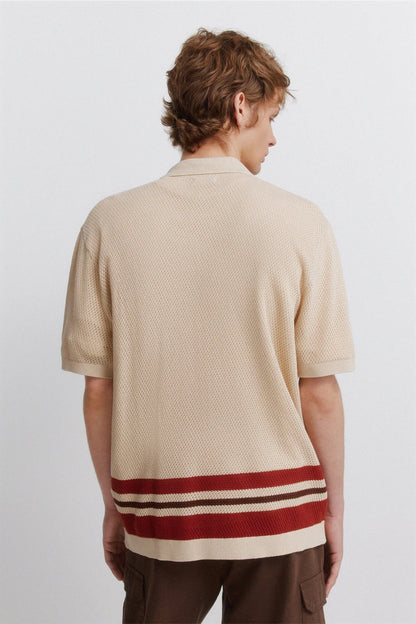 Springfield Beige Men Striped Structure Cardigan SKU: 1423161_51 Image 05