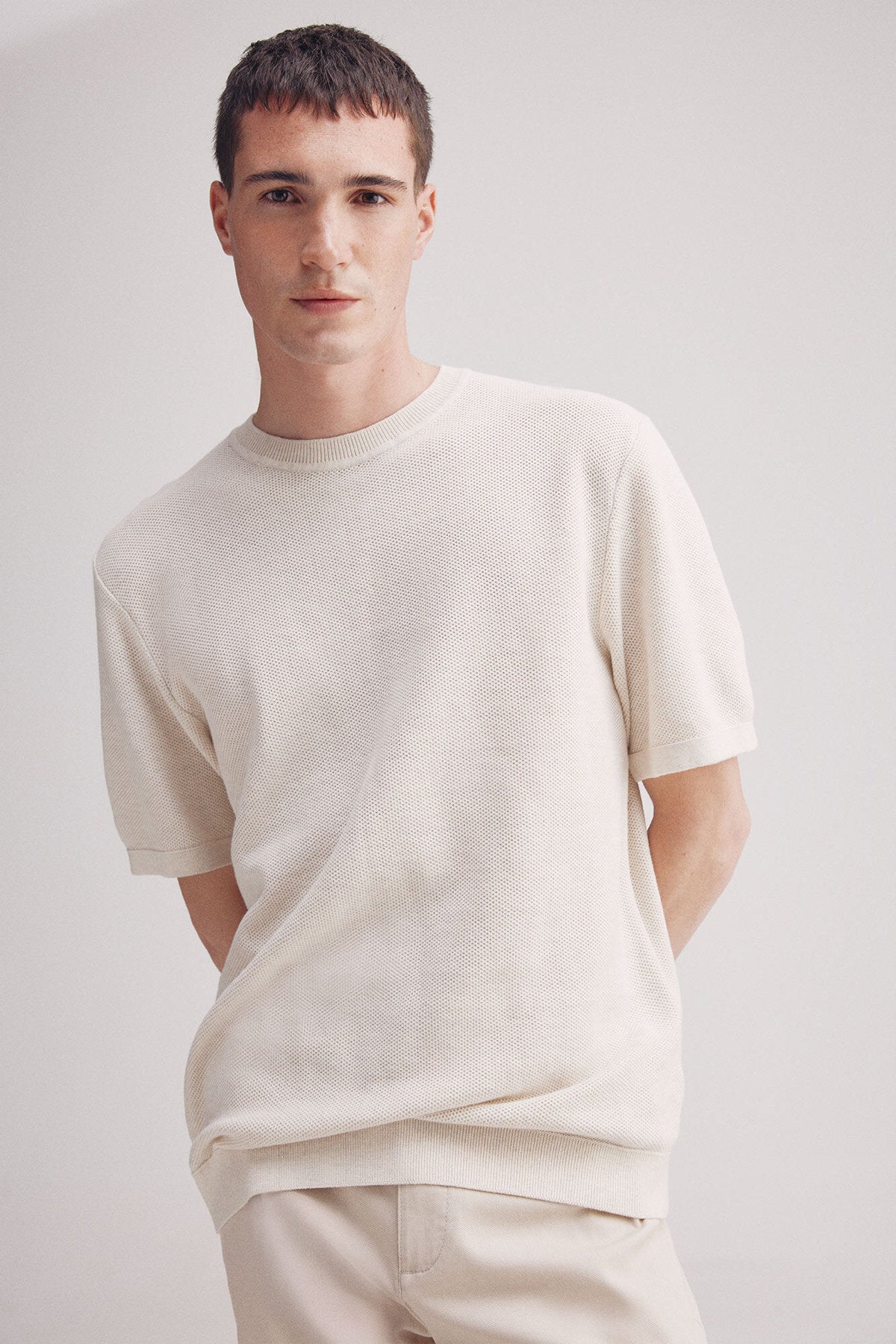 Springfield_Short-Sleeved Textured Jumper_1429161_97_01